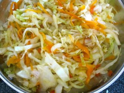Cabbage with Carrots and Spring Onions