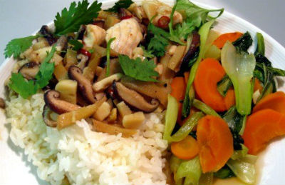 Stir-fried Fish with Mushrooms and Ginger