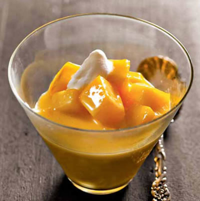 Mangoes in Creamy Custard