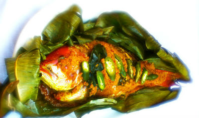 Kerala style Fish in Banana Leaves