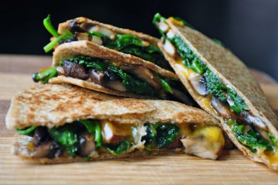 Spinach and Mushroom Quesadillas