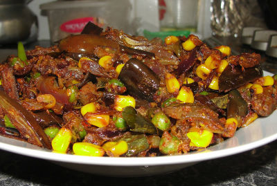 Brinjal and Corn Curry