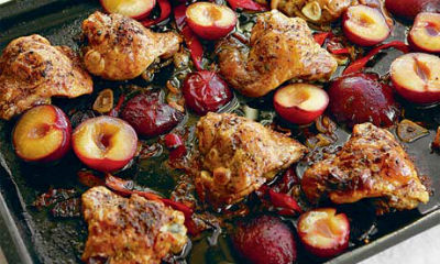 Chicken served with plum sauce