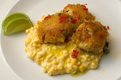 Crab Cakes with Corn Puree