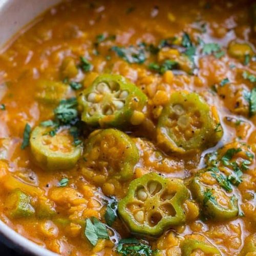 Okra with Green Mango and Lentils