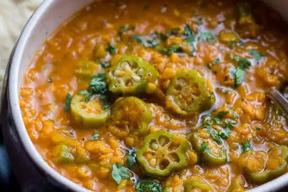 Okra with Green Mango and Lentils