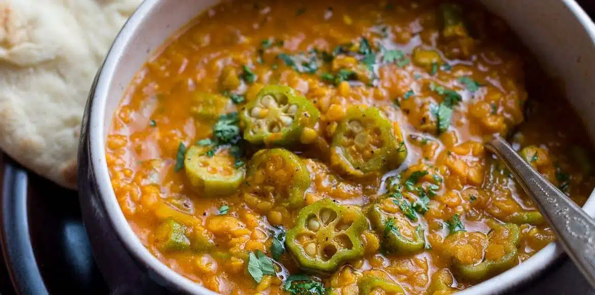 Okra with Inexperienced Mango and Lentils Recipe