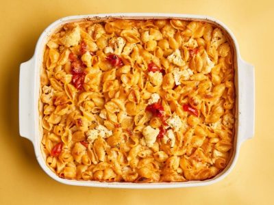 Cauliflower and Noodles baked in Tomato Sauce