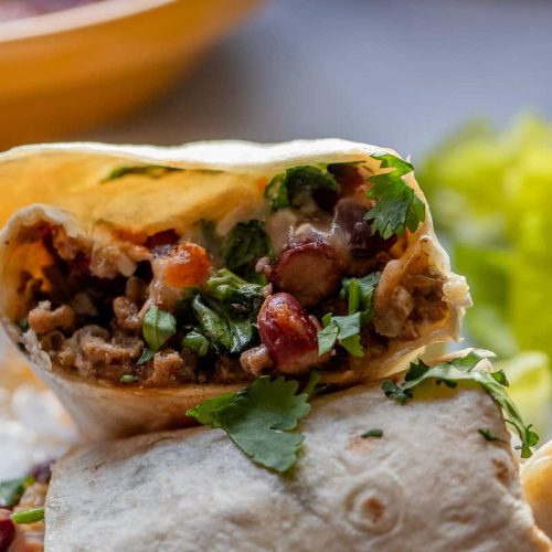 Lamb and Black Beans Burritos