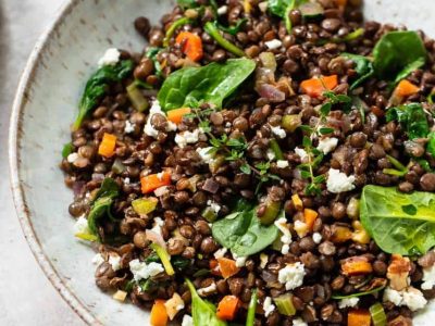Warm Red Lentil Salad with Goat Cheese