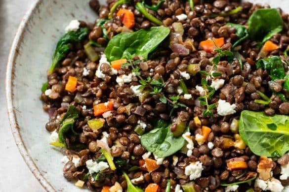 Warm Red Lentil Salad with Goat Cheese