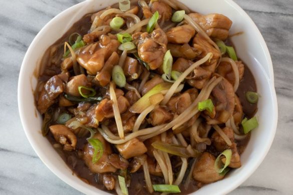 Fried Chicken with Bean Shoots