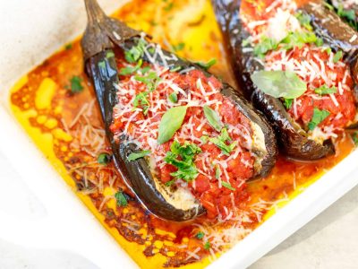 Oven Baked Meat Stuffed Brinjals