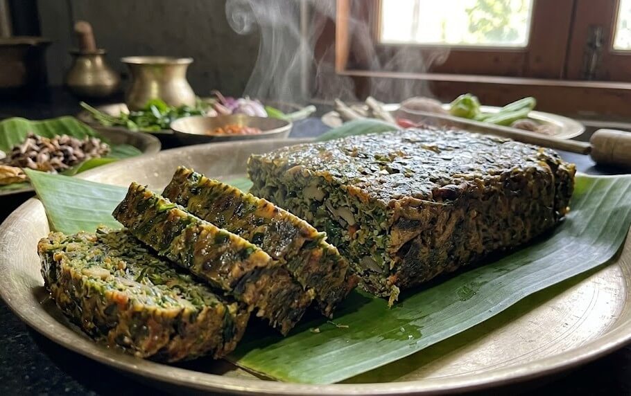 What are the Best Manipuri Cuisine Dishes to Try? 5 Paaknam steamed savoury cake wrapped in banana leaf in traditional Manipuri cuisines
