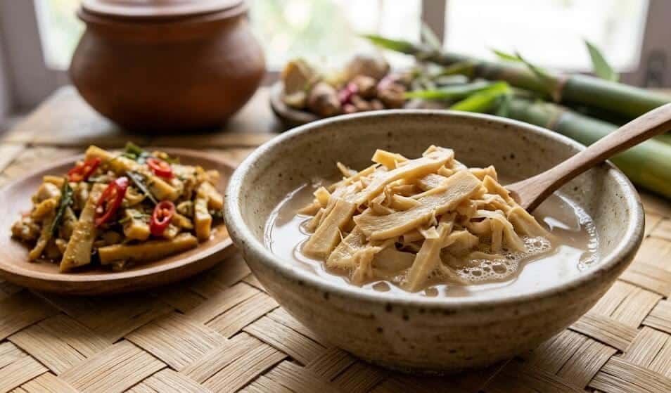 What are the Best Manipuri Cuisine Dishes to Try? 10 Soibum fermented bamboo shoots used in traditional Manipuri dishes