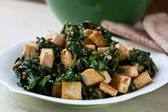 Sesame Tofu with Spinach