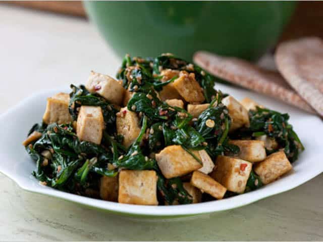 Sesame Tofu with spinach