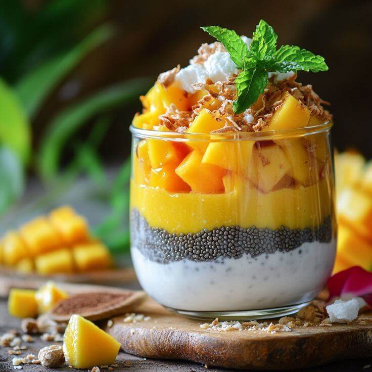 Can we Eat Fruits as Breakfast for a Healthy Start? 10 Healthy Tropical Fruit Chia Pudding with Mango and Chia Seeds