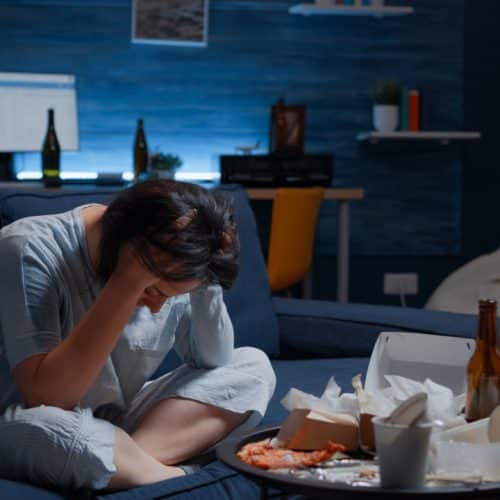 Person eating at night