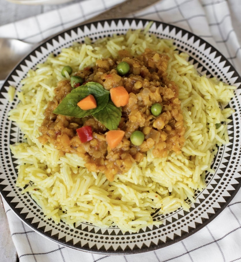 Vegetable pulao on a plate