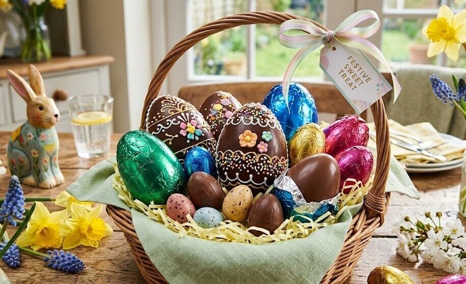 Food of Easter: Which Dishes Make the Perfect Easter Menu? 1 Chocolate Easter Eggs Festive Basket for Easter Celebration