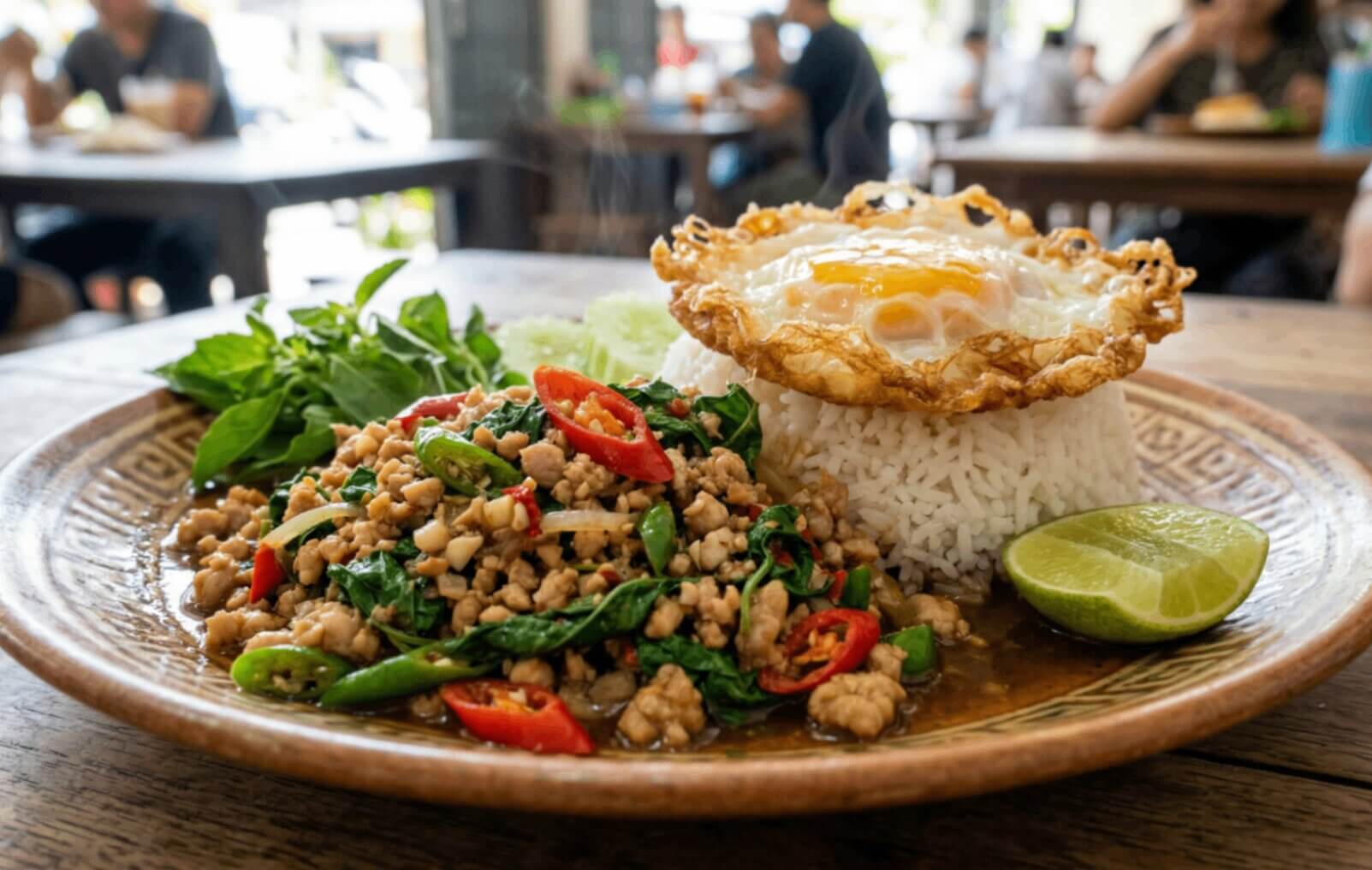 What Are the Best Thai Food Dishes You Must Try? 5 Pad Kra Pao Thai Basil Chicken Stir Fry with Rice and Fried Egg
