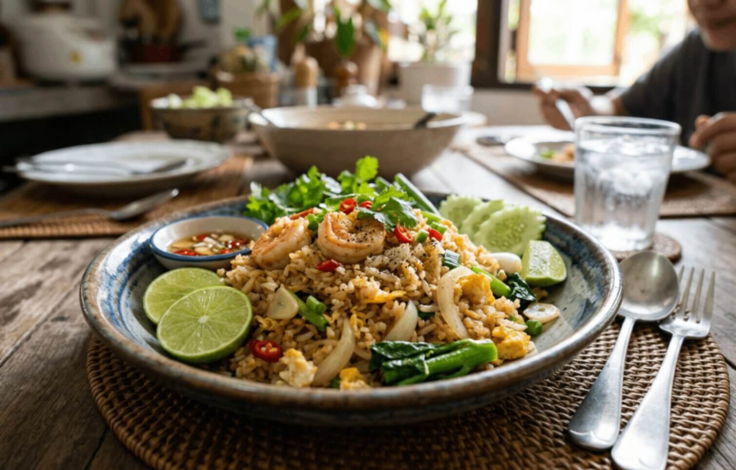 What Are the Best Thai Food Dishes You Must Try? 9 Thai Fried Rice Khao Pad with Shrimp Egg and Vegetables served with Lime