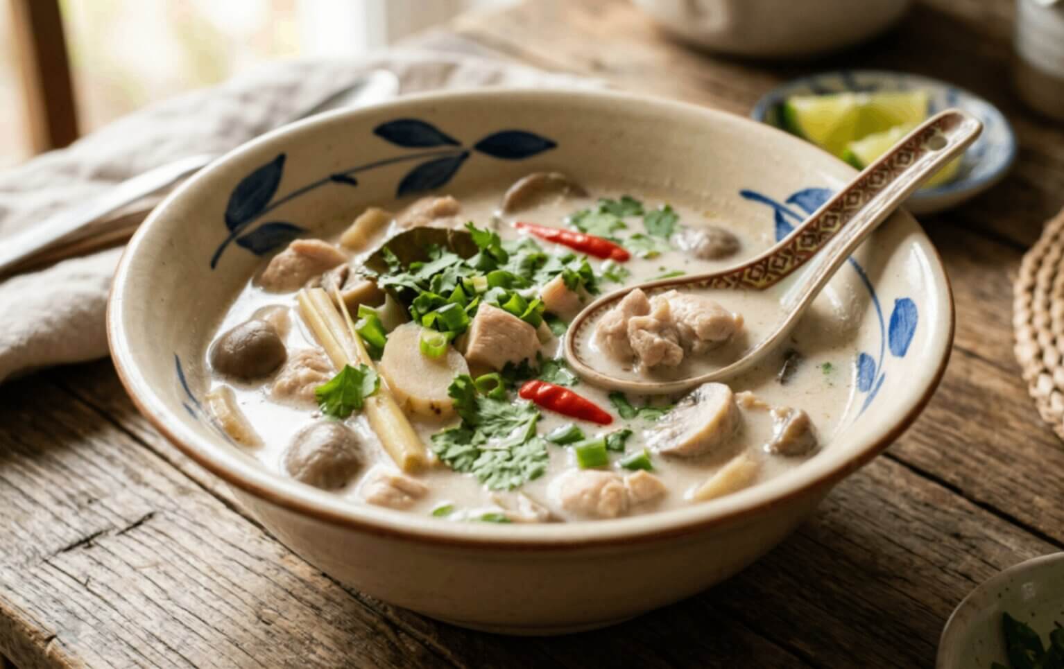 What Are the Best Thai Food Dishes You Must Try? 7 Tom Kha Gai Thai Coconut Chicken Soup with Lemongrass and Mushrooms