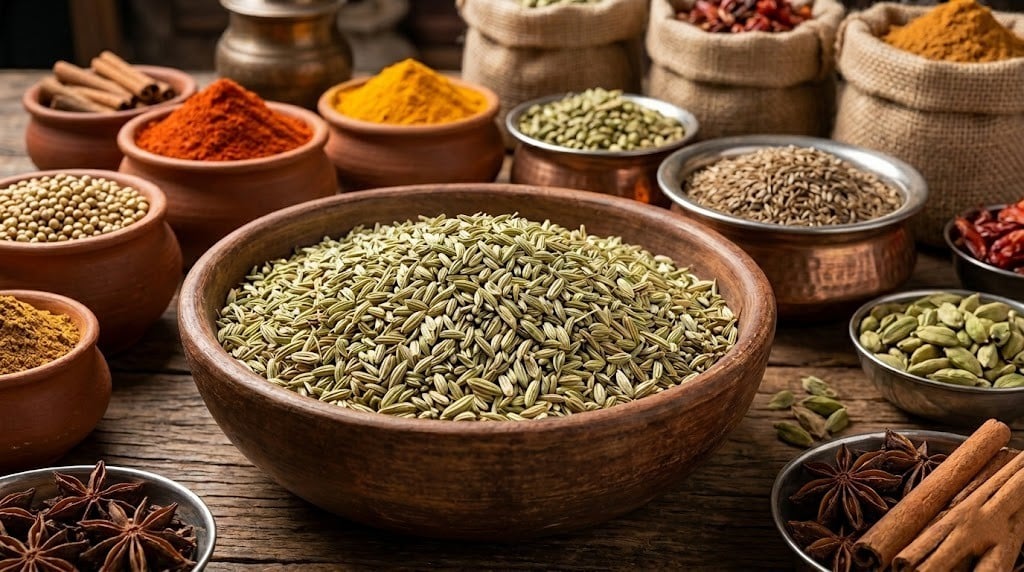 Which Fennel Seeds Benefits Matter Most? 2 Fennel seeds used in cooking and spice blends for flavour in Indian dishes