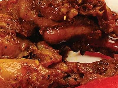 Fried Chicken Legs with Watermelon