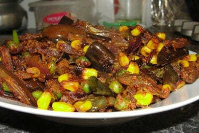 brinjal corn curry