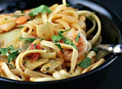 shrimp roasted tomato pasta