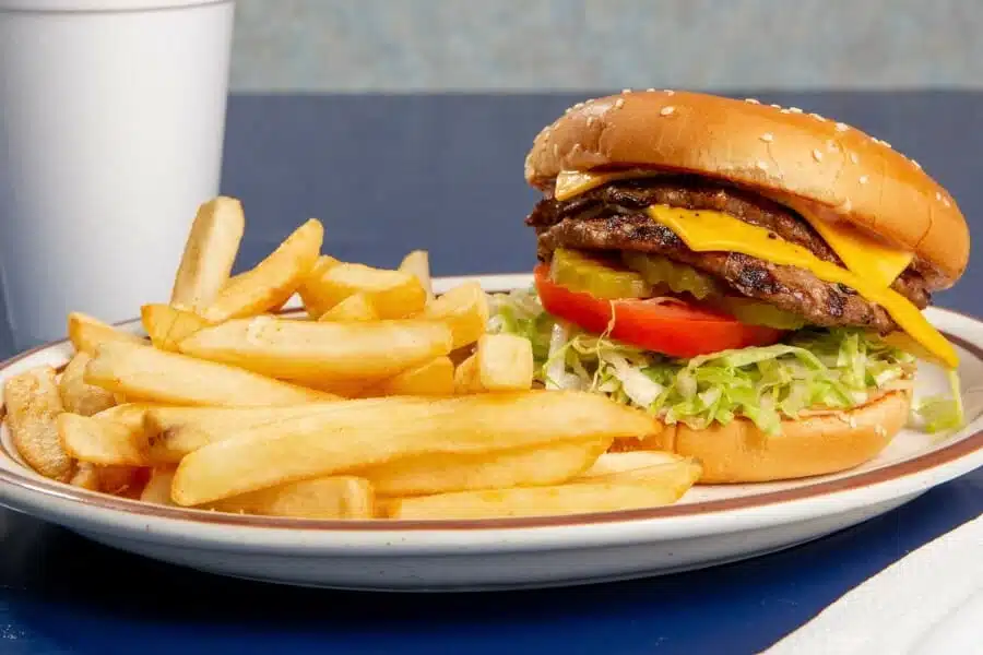 Double Cheeseburger with fries 