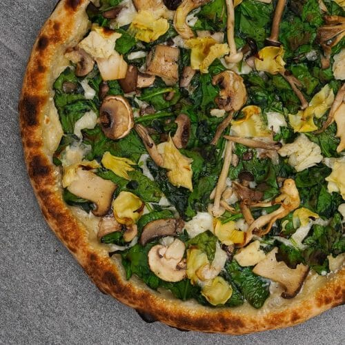 Spinach and Mushroom Pizza