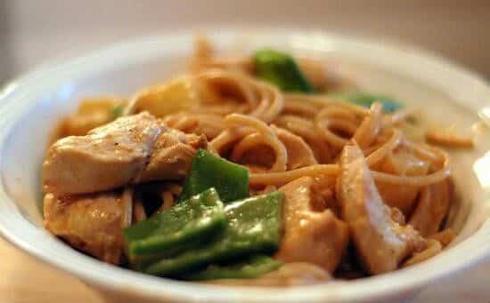 Chicken Pasta with Peanut Butter Sauce