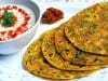 Methi Thepla with curd and pickle