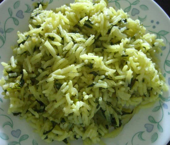 Plain Spinach Pulao