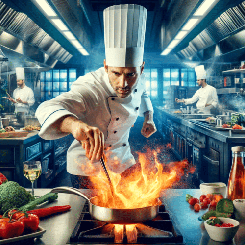 man cooking food