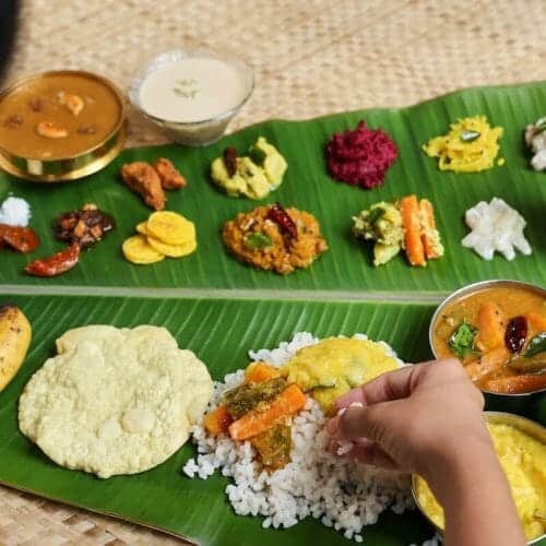 South Indian People Eat on Banana Leaves