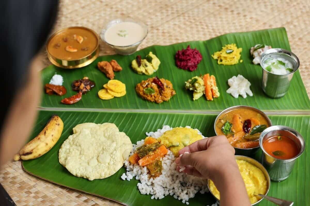South Indian People Eat on Banana Leaves