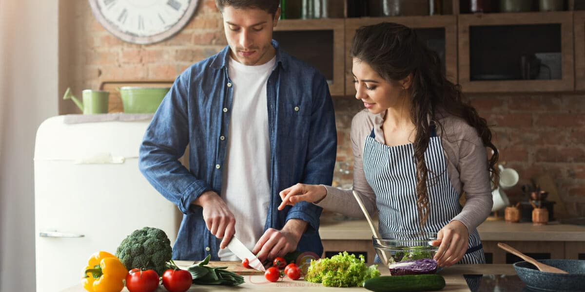 Young Couple Cooking Clean & Healthy