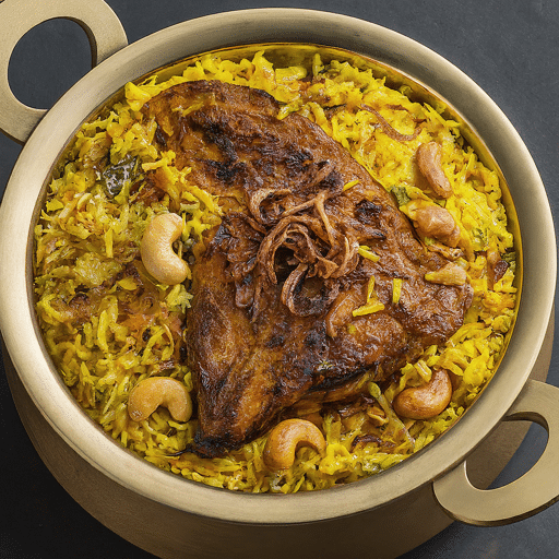 Fragrant Mangalorean Biryani layered with tender meat and spices