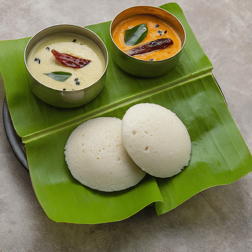 Light and healthy Idli with sambar and coconut chutney