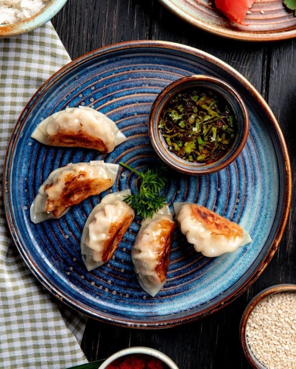 Top view of plate of mandu