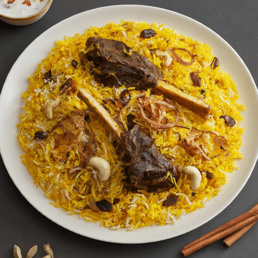 Layered dish of rice mutton and spices cooked in a sealed pot