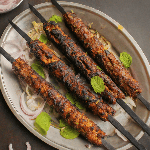 Minced mutton kebabs grilled on skewers