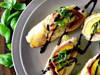 Honey Ricotta and Peach Bruschetta