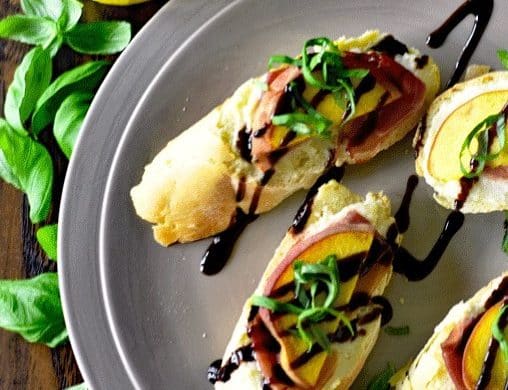 Honey Ricotta and Peach Bruschetta