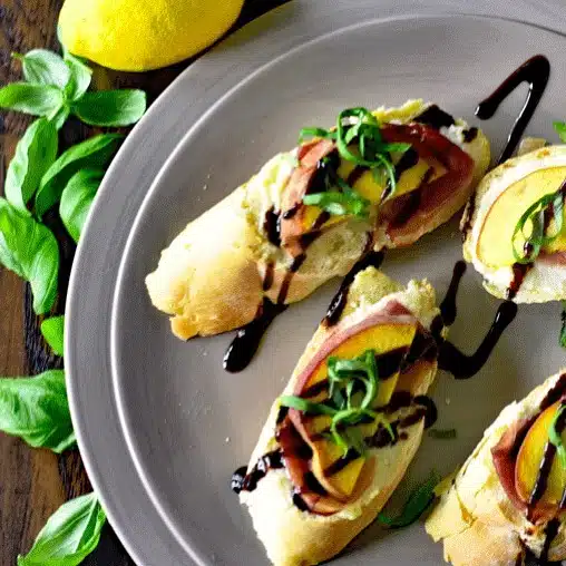 Honey Ricotta and Peach Bruschetta