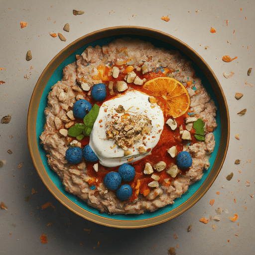 A bowl of oats cooked with aromatic Indian spices for a flavourful breakfast